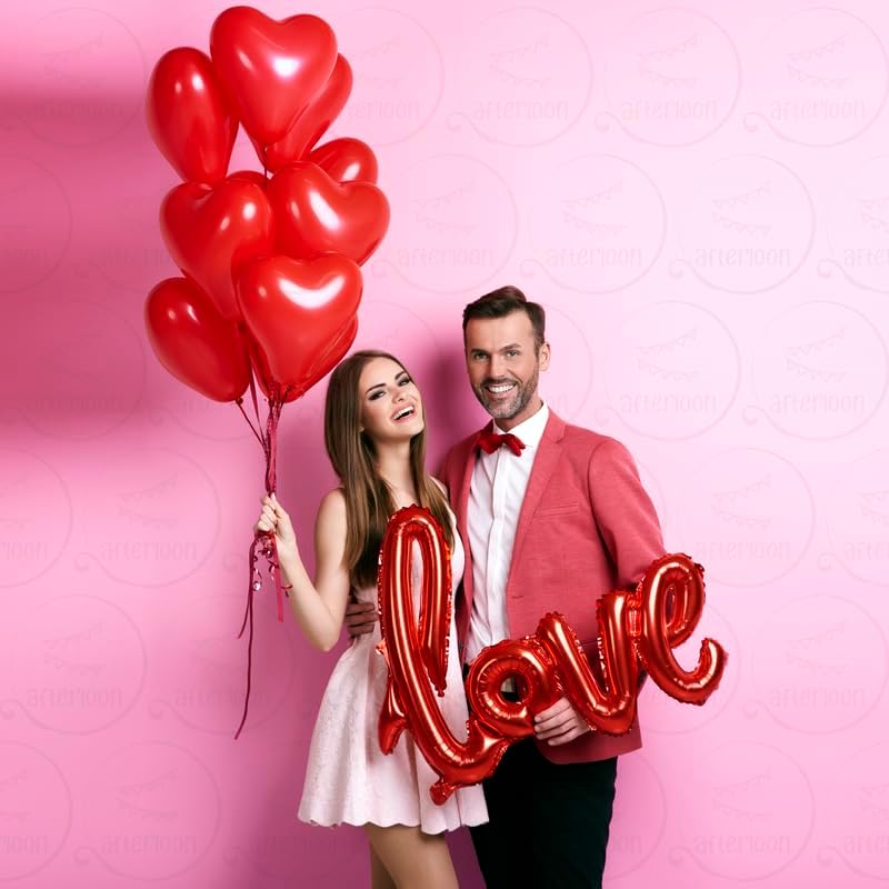 AFTERLOON® Biodegradable Balloons 24 pcs Pink 10 Inch Heart Shaped, Thickened Extra Strong Natural Latex Helium Float, Proposal Marriage Love Baby Shower Gender Reveal Wedding Bridal Corazones
