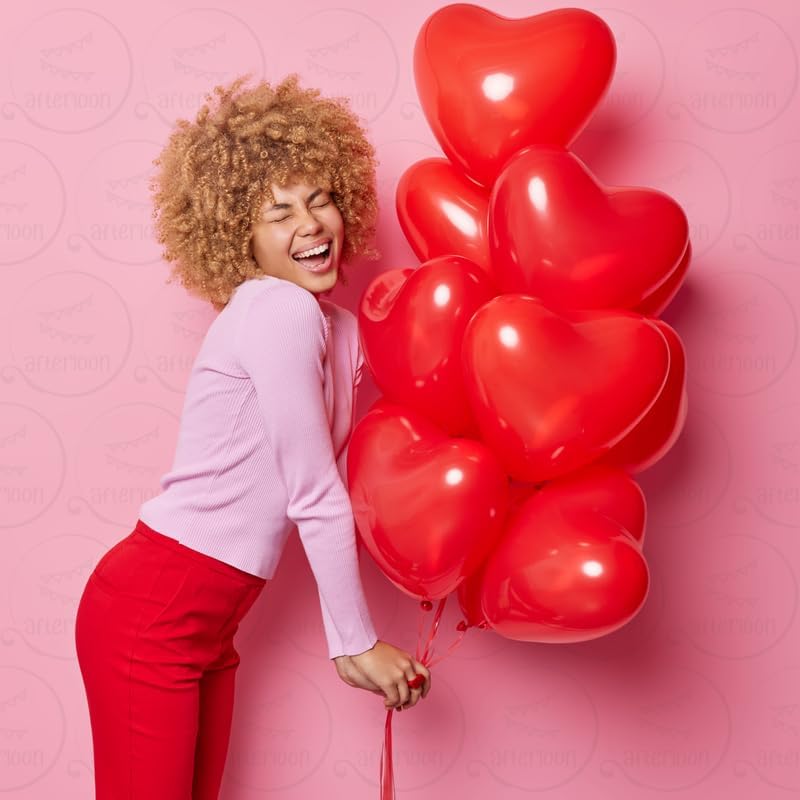 AFTERLOON® Biodegradable Balloons 100 pcs Pink 10 Inch Heart Shaped, Thickened Extra Strong Natural Latex Helium Float, Proposal Marriage Love Baby Shower Gender Reveal Wedding Bridal Corazones