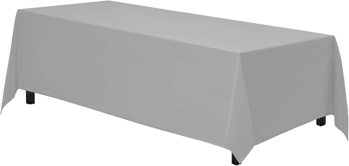Gee Di Moda Rectangle Tablecloth - 70 x 120 Inch Silver Table Cloth for 6 or 8 Foot Rectangle Table - Heavy Duty Washable Fabric - for Buffet Table, Holiday Party, Dinner, Wedding & Baby Shower