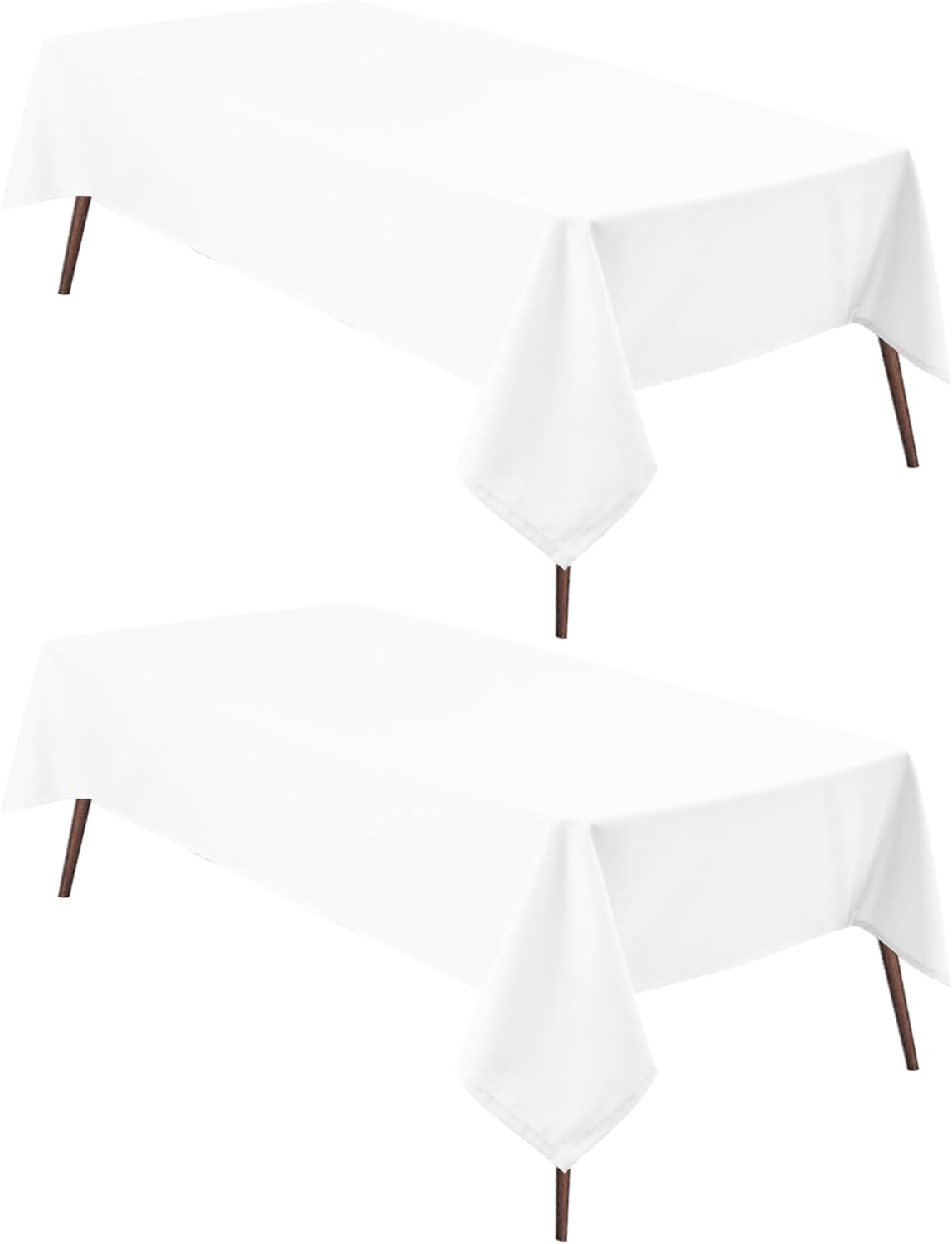 Hiasan 2 Pieces White Rectangle Tablecloth - Waterproof and Spillproof Restaurant Washable Polyester Table Cloth for Dining Room, 52 x 70 Inch