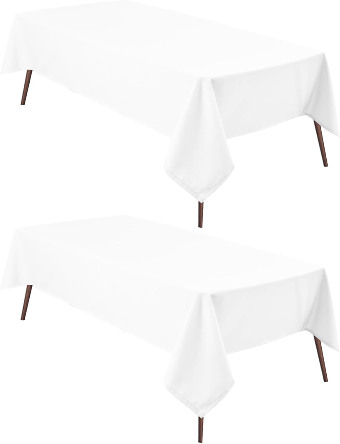 Hiasan 2 Pieces White Rectangle Tablecloth - Waterproof and Spillproof Restaurant Washable Polyester Table Cloth for Dining Room, 70 x 120 Inch