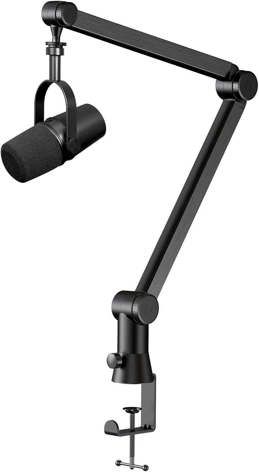 Mic Boom Arm Stand Compatible with Shure SM7B, MV7, Blue Yeti Mic, Fifine microphone, HyperX QuadCast Mic and Most Microphones, Premium Microphone Arm by YOUSHARES