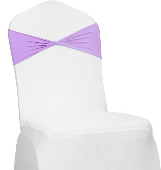 VDS Pack of 300 PCS | Lavender | Spandex Chair Sashes Bows Without Buckle | Stretch Elastic Banquet Universal Folding Chair Band Tie with for Wedding Party Conference Celebration Event Decoration