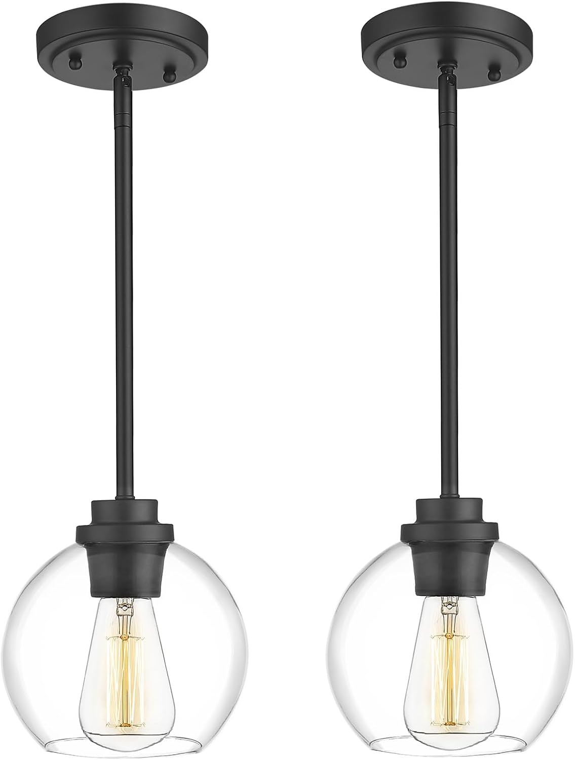 Pendant Light Fixtures,Pendant Lights Kitchen Island with Adjustable Hanging Pole Ceiling for Kitchen Island, Dining Room, Bedroom, Hallway- 2 Pack