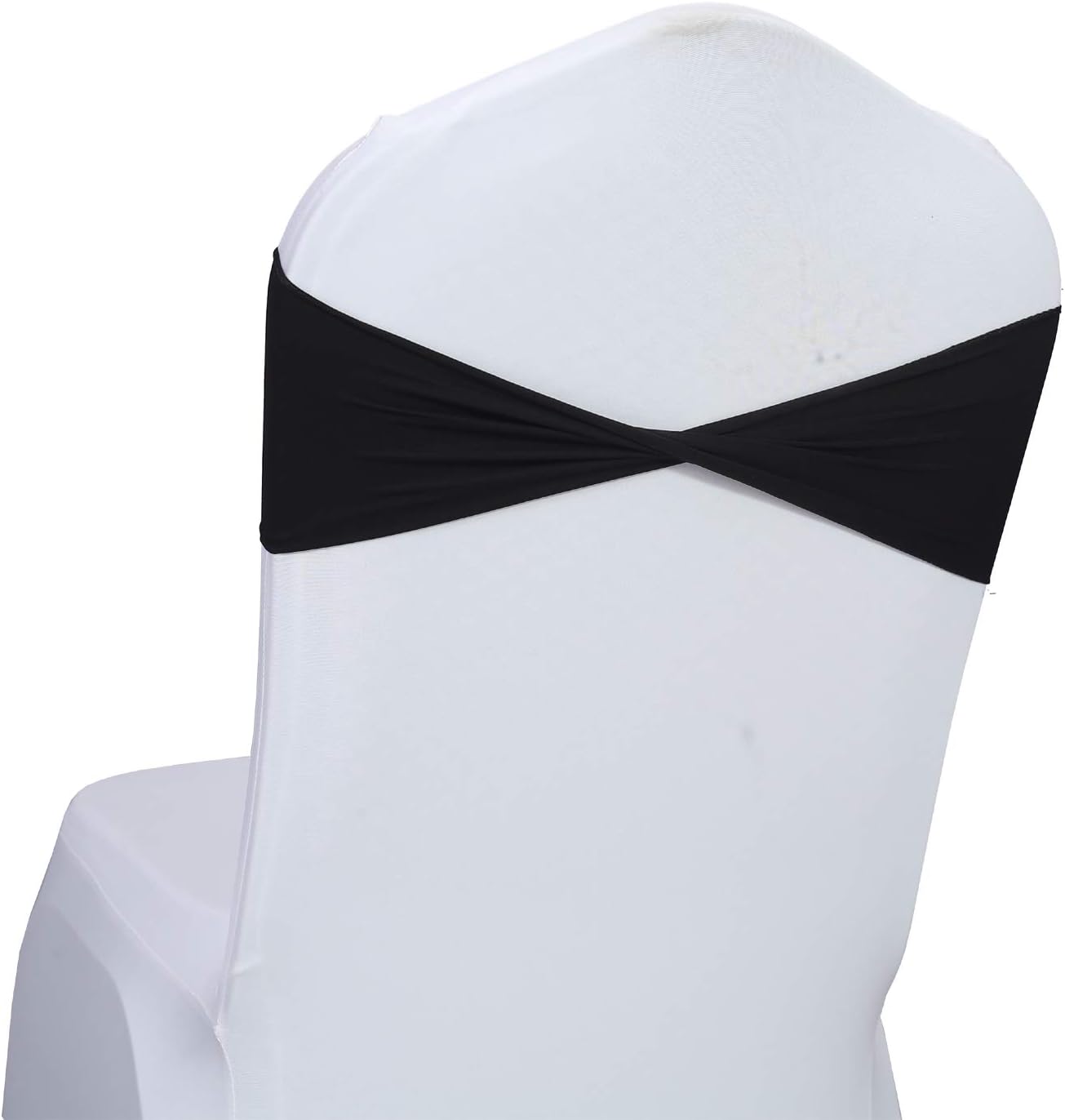 VDS Pack of 75 PCS | Black | Spandex Chair Sashes Bows Without Buckle | Stretch Elastic Banquet Universal Folding Chair Band Tie with for Wedding Party Conference Celebration Event Decoration