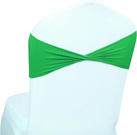 VDS Pack of 25 PCS | Light Green | Spandex Chair Sashes Bows Without Buckle | Stretch Elastic Banquet Universal Folding Chair Band Tie with for Wedding Party Conference Celebration Event Decoration
