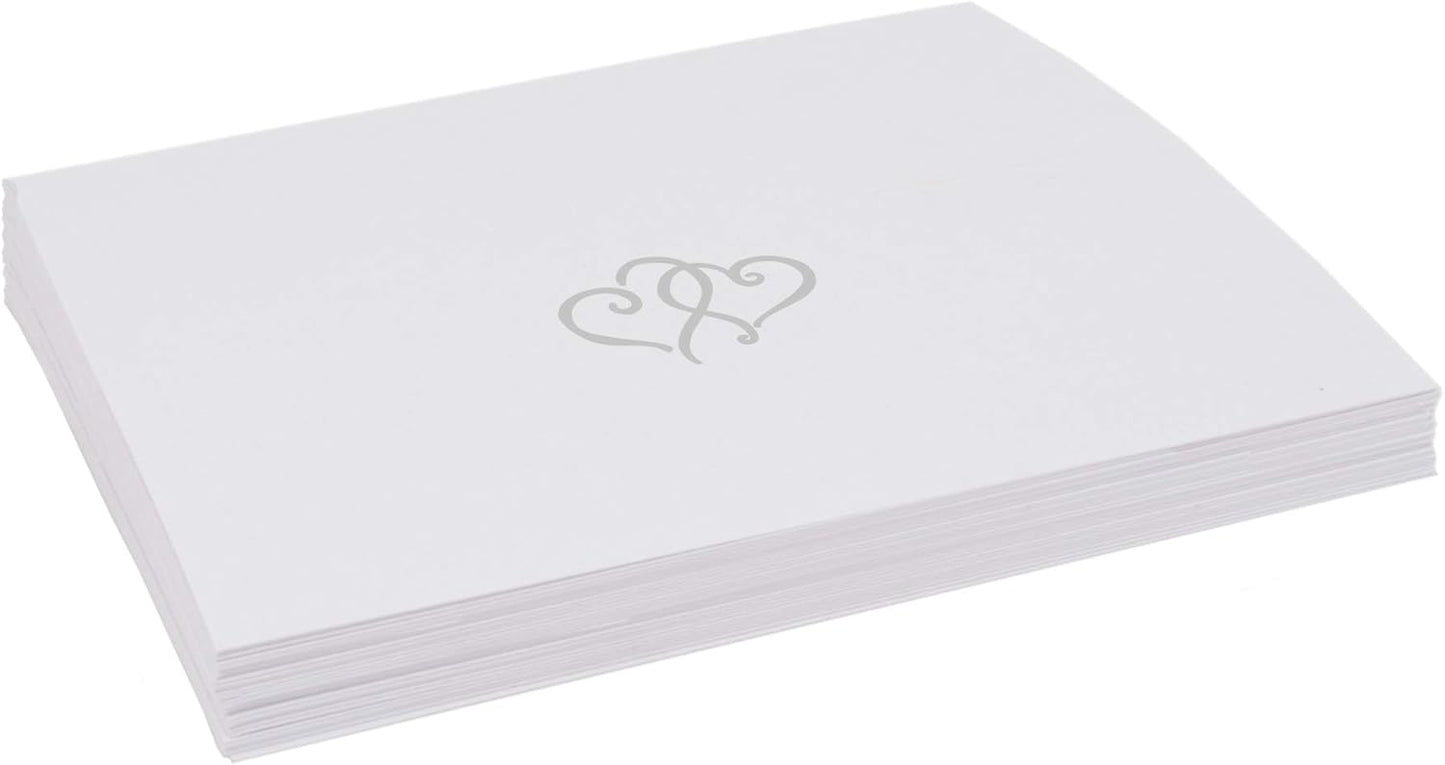 Linked Hearts Place Cards, Silver (Choose Color), Set of 60, Pre-cut and Scored - Wedding, Party, Dinner, and Special Events - Made in the USA