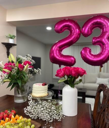 Hot Pink 40 Inch 30 Number Balloons, 30 Decorations for 30 Birthday, Foil Giant Birthday Graduations Anniversary Party Balloons