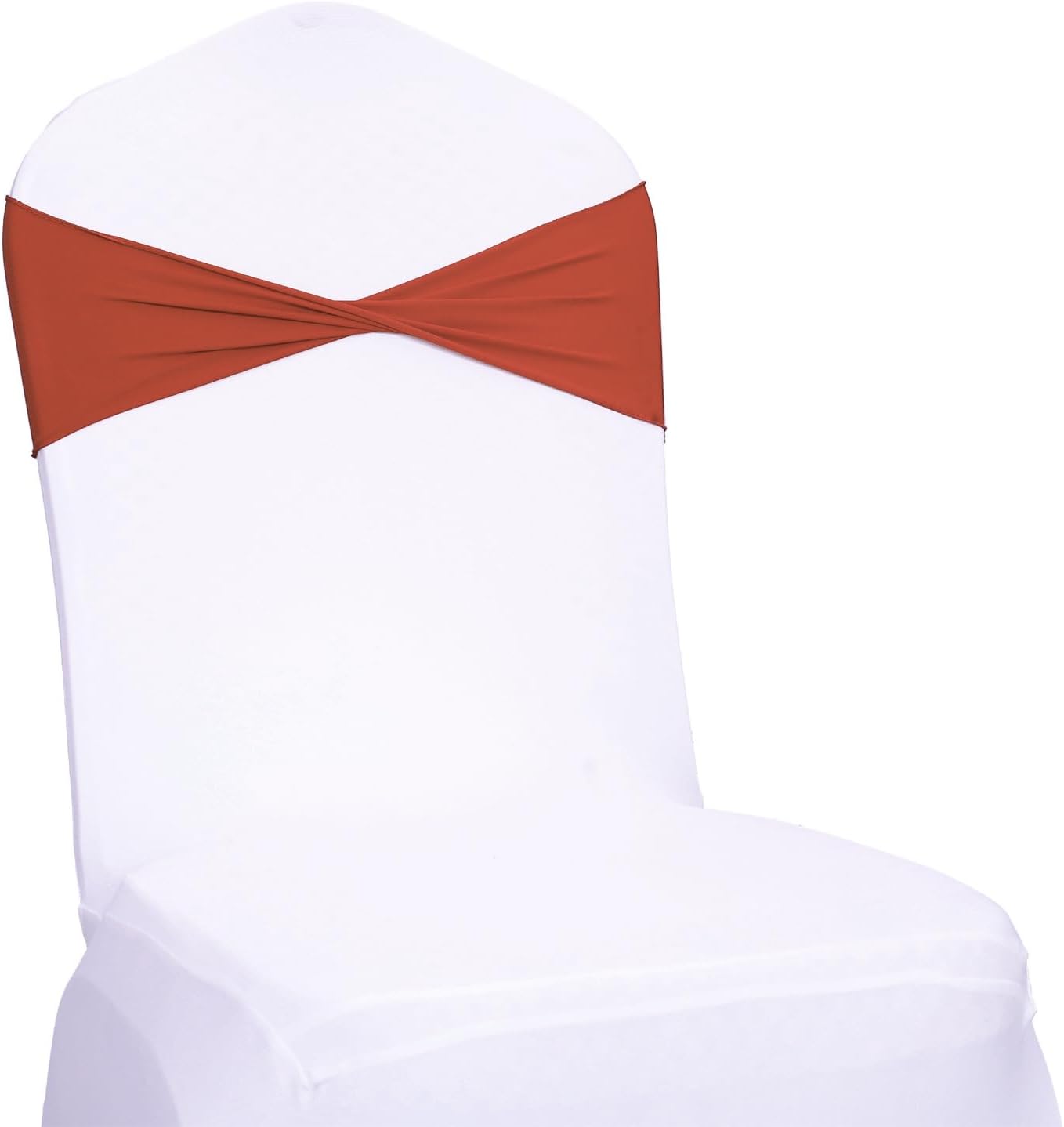 VDS Pack of 125 PCS | Terracotta | Spandex Chair Sashes Bows Without Buckle | Stretch Elastic Banquet Universal Folding Chair Band Tie with for Wedding Party Conference Celebration Event Decoration