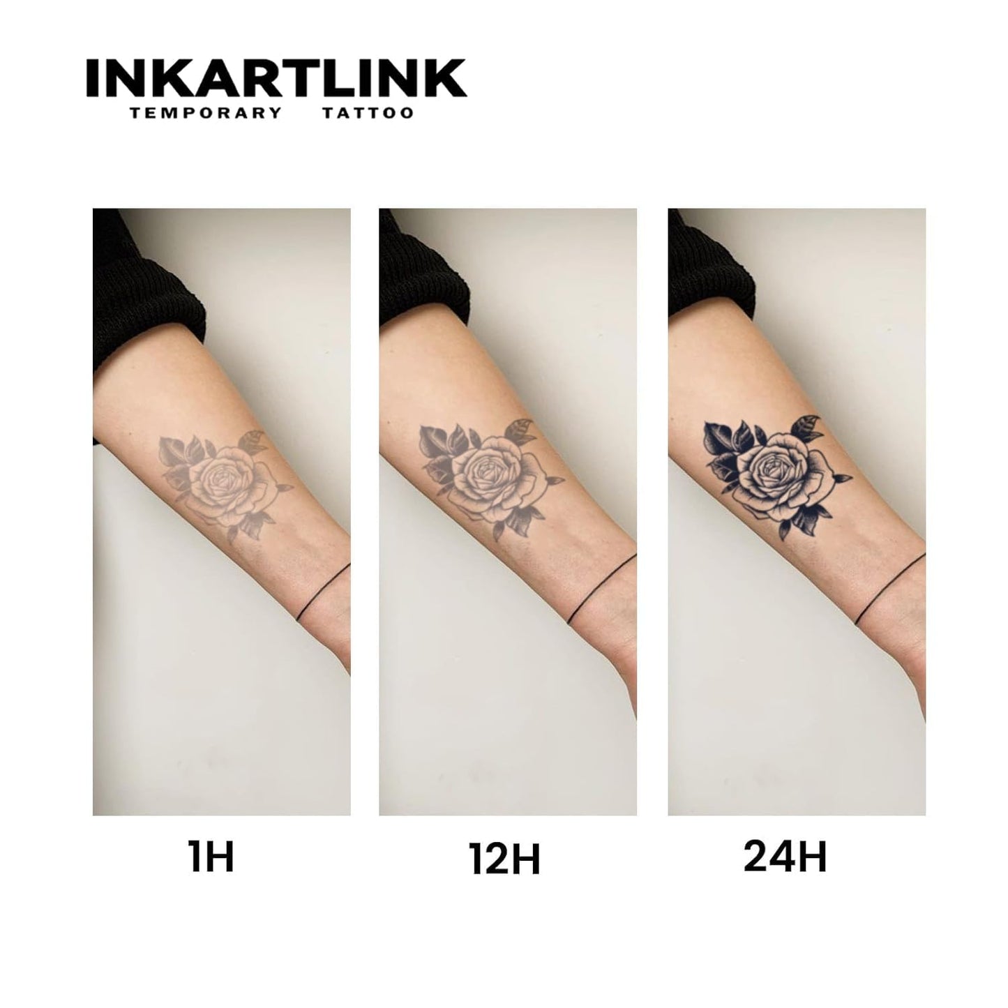INKARTLINK Tattoo Tech, 2 Sheets Large Semi Permanent Tattoo, Temporary Tattoos, Last 1-2 Weeks, Waterproof, Realistic Look, No Adhesive, No Reflection （Flower Design)227