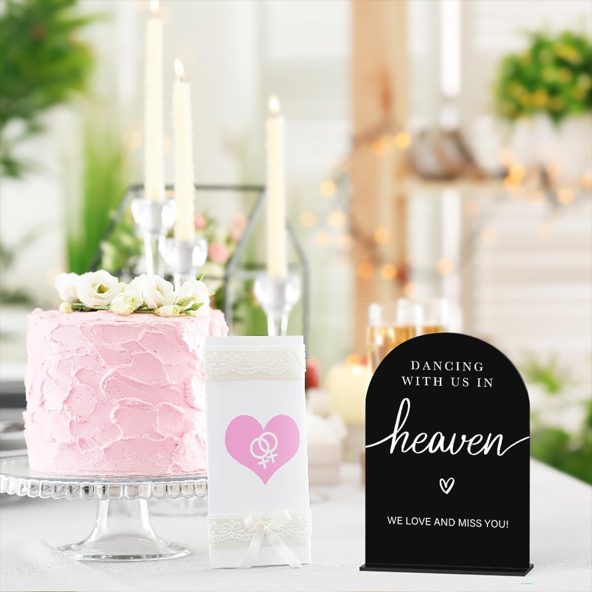 Acrylic Wedding Sign Dancing With Us In Heaven Sign for Wedding Wedding Signs for Ceremony Modern Calligraphy Arch Acrylic Table Top Sign for Wedding Reception and Event Party Table(black）