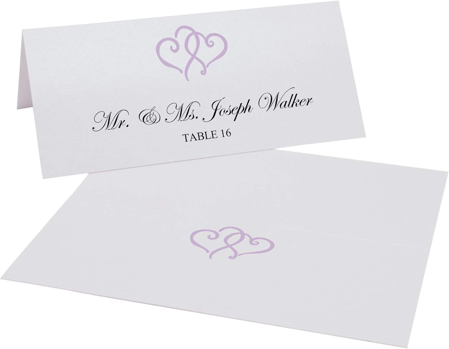 Linked Hearts Printable Place Cards, Lavender (Choose Color), Set of 60 (10 Sheets), Laser & Inkjet Printers - Wedding, Party, Dinner, and Special Events - Made in the USA