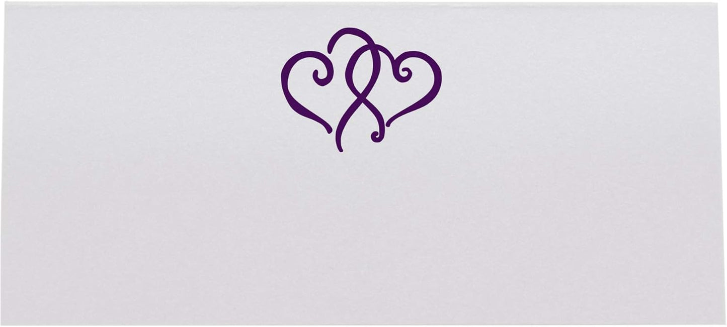Linked Hearts Printable Place Cards, Eggplant (Choose Color), Set of 60 (10 Sheets), Laser & Inkjet Printers - Wedding, Party, Dinner, and Special Events - Made in the USA