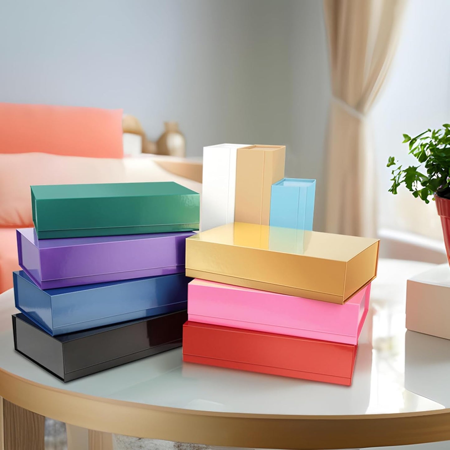 PACKHOME 6 Extra Large Gift Boxes 17.5x11.3x4.3 Inches, Sturdy Shirt Boxes with Magnetic Lids for Clothes and Large Gifts (Glossy Dark Green)