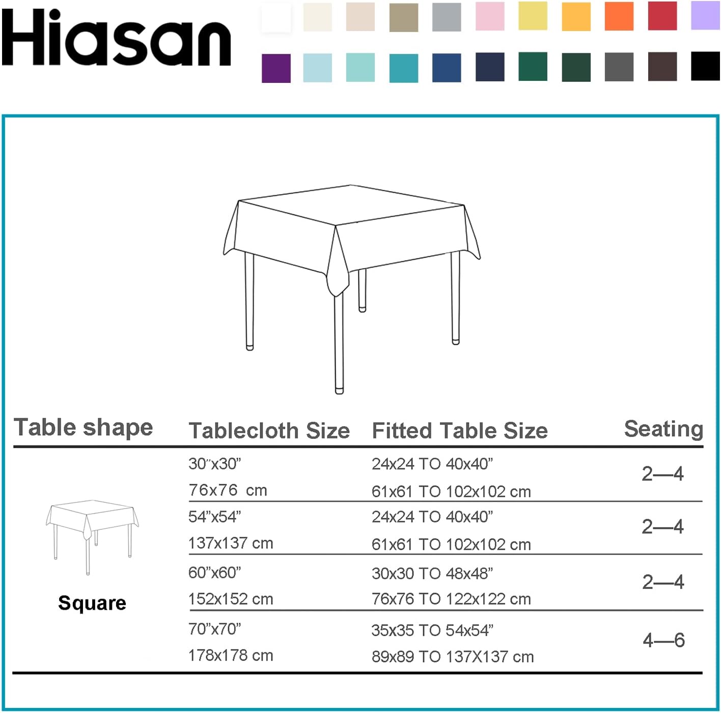 Hiasan 2 Pieces Royal Blue Tablecloth Square - Waterproof and Washable Fabric Table Cloth for Card Tables, 30 x 30 Inch