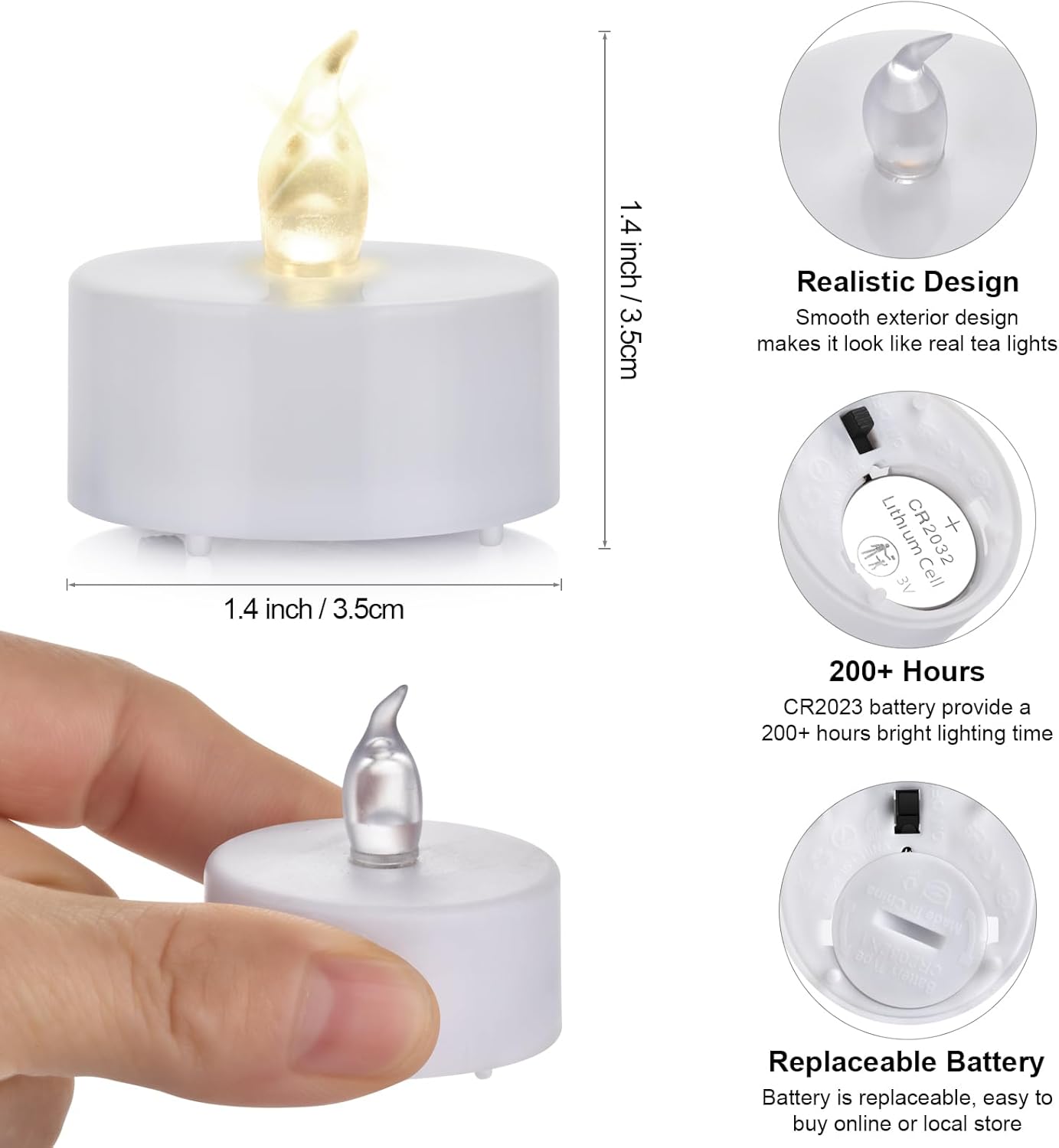 LED Tea Lights Candles- 24PACK Warm Yellow Flameless Candles Realistic and Bright Flickering Long Lasting 200Hours for Holiday Celebration,Party,Home Decoration,Battery Operated