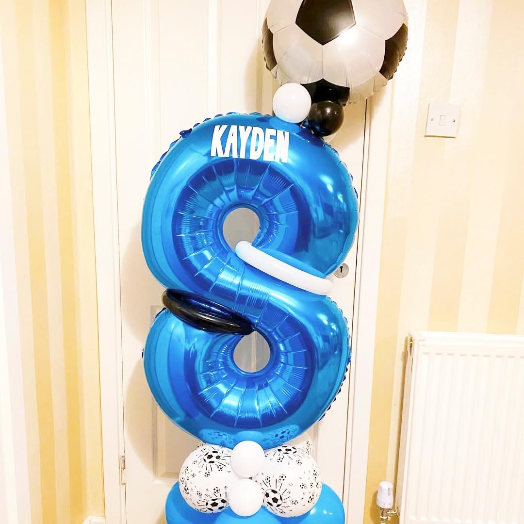 Blue 8 Balloon Number,40 Inch Number 8 Balloon Big Blue 8 Foil Mylar Helium Balloon for Birthday Party Decorations