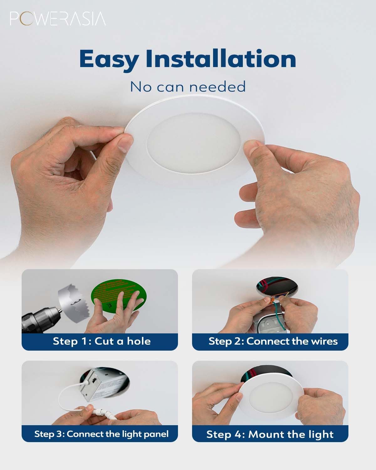 12 Pack 6 Inch Ultra-Thin LED Recessed Ceiling Light with Junction Box, Recessed Lighting 6 Inch 6000K Dimmable Clear White, 15W 220W Eqv, 1200LM High Brightness - ETL and Energy Star Certified