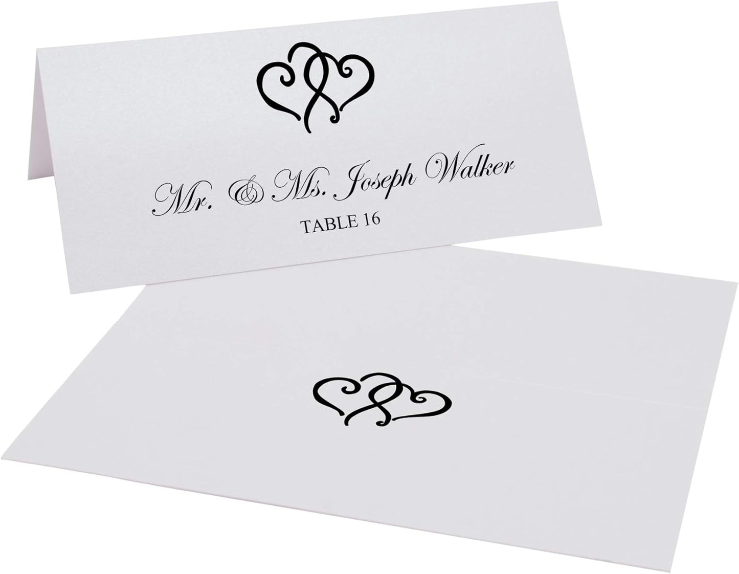 Linked Hearts Place Cards, Black (Choose Color), Set of 60, Pre-cut and Scored - Wedding, Party, Dinner, and Special Events - Made in the USA