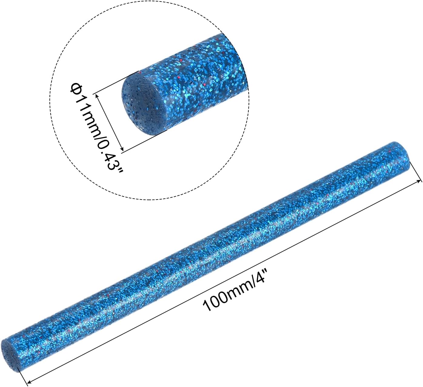 uxcell 20pcs Hot Glue Sticks for Glue Gun 11mm/0.43-inch x 4-inch Mini Hot Melt Adhesive Glue Stick Glitter Bright Blue