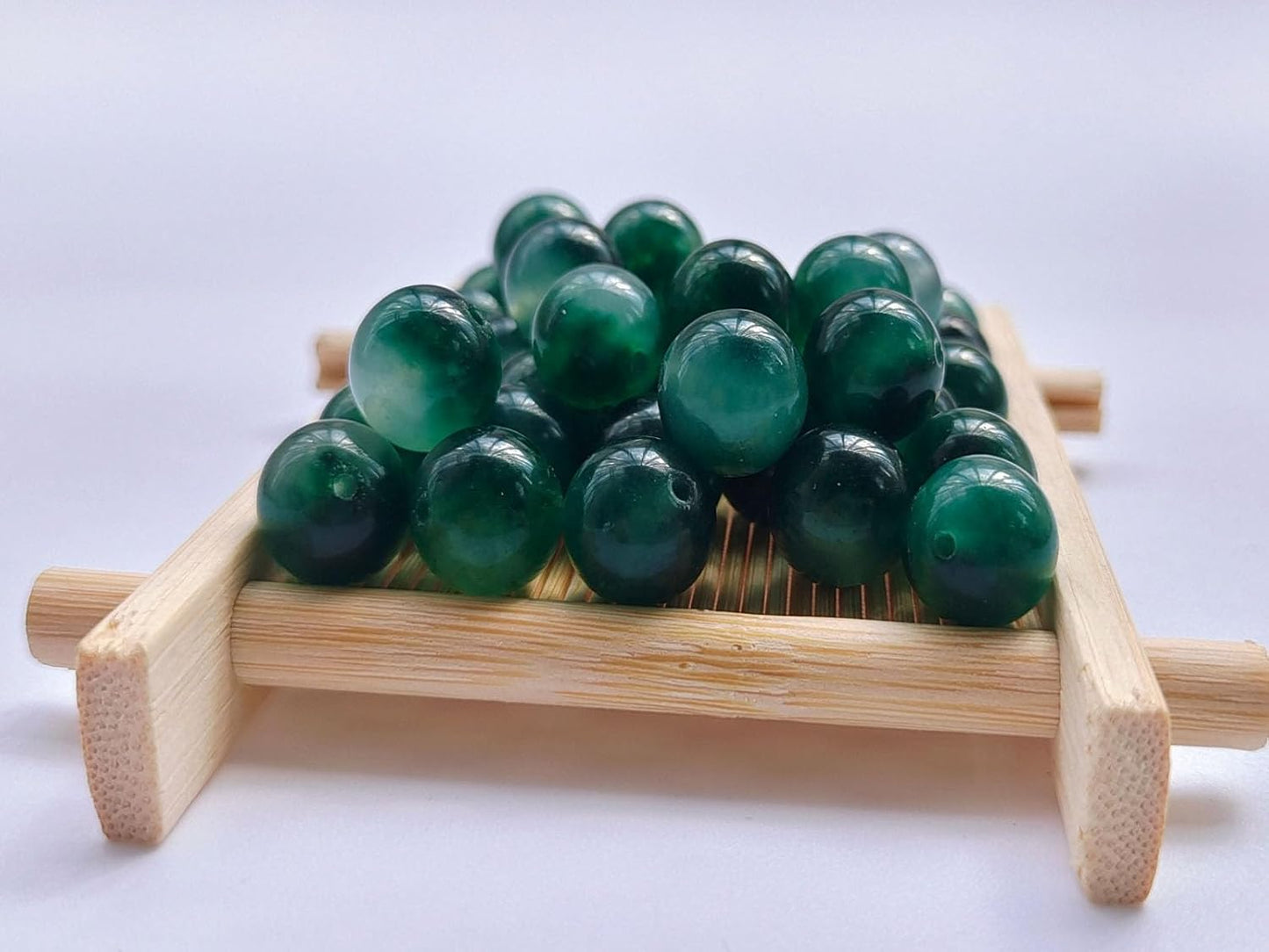 Stone Beads 8mm 100pcs Green Flower Jade Beads Round Loose Gemstones Beads for Bracelet Necklace Jewelry Making (8mm, 60826 Green Flower Jade)
