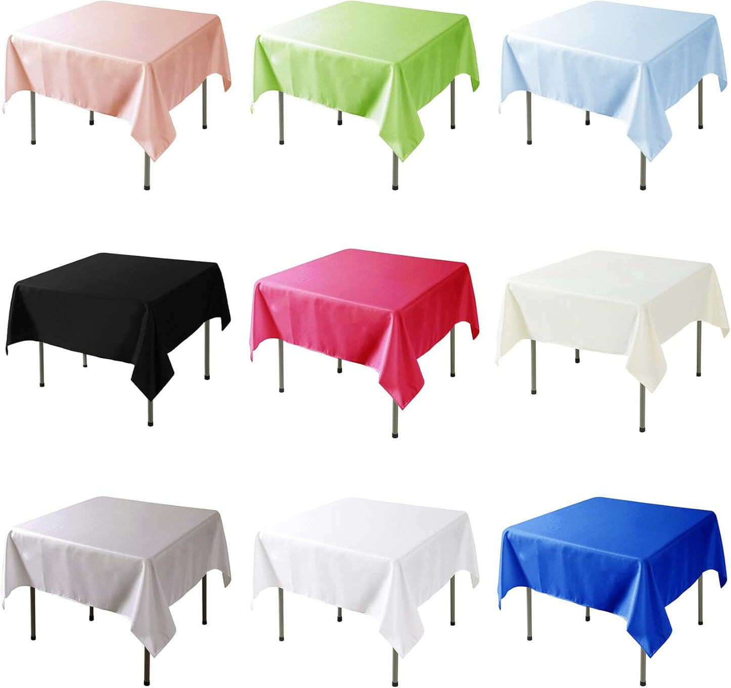 Fokitut 2 Pack Waterproof Square Tablecloth, 52x52 Inch, Stain Resistant and Wrinkle Polyester Table Cloth, Fabric Table Cover for Kitchen Dining, Wedding, Party, Holiday Dinner-Red