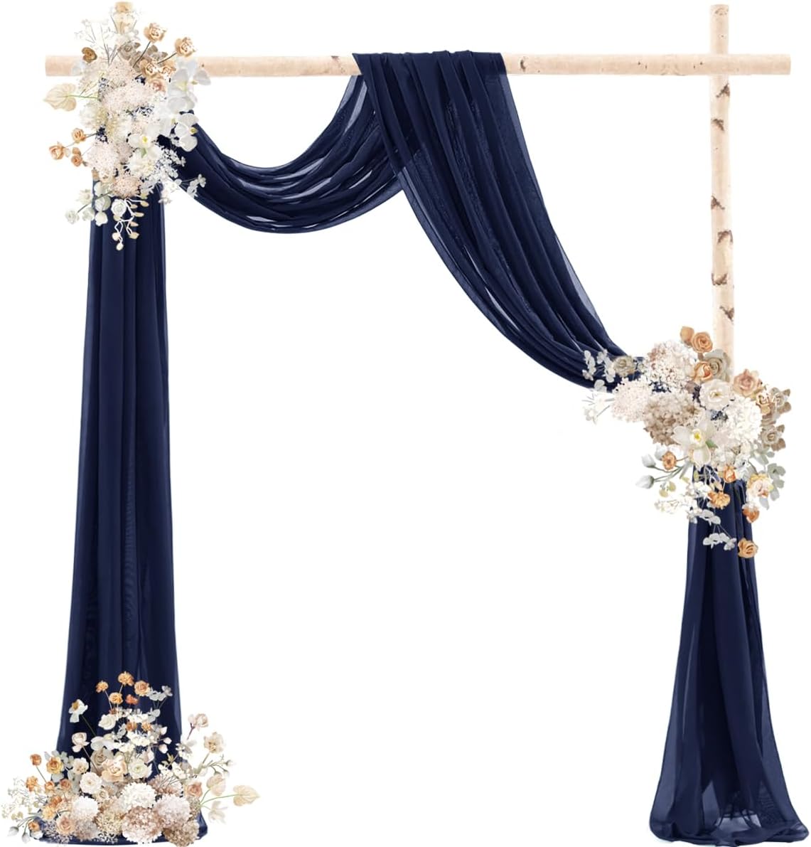 Navy Blue Wedding Arch Draping Fabric 4 Panels 29" x 20 FT Navy Wedding Drapes for Backdrop Sheer Curtain Drapes for Romantic Bridal Baby Shower Ceremony Birthday Party Fall Outdoor Events