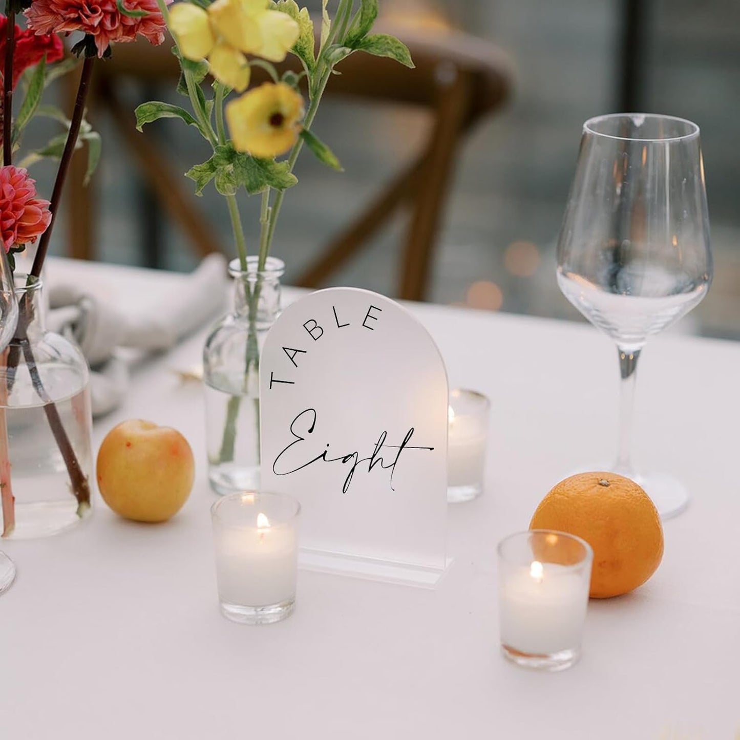 JINMURY Frosted Arch Wedding Table Numbers 1-30 with Stands, 5x7 Inch Frosted Arch Acrylic Sign with Black Letters, Arched Acrylic Table Numbers for Wedding Reception