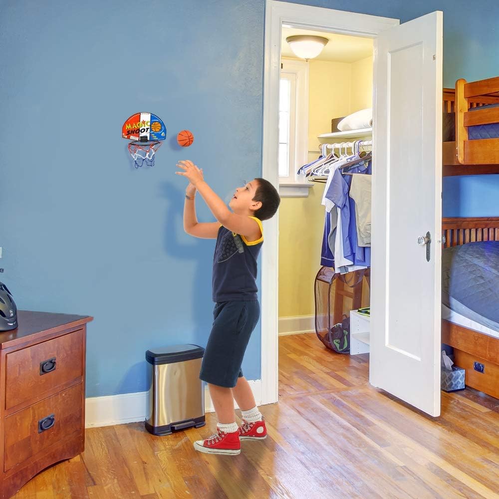 ArtCreativity Mini Basketball Game (12 Sets) Each Set Includes 1 Mini Ball, 1 Back Board Net, & Mounting Tape, Indoor Basketball Hoop for Kids, Basketball Party Favors, Best Gift for Boys and Girls