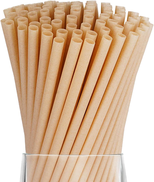 400 Pcs Sugarcane Straws Disposable, 8 In Drinking Agave Long Edible Compostable Biodegradable Cocktail Straws, Natural Brown Juice Coffee Tea Bulk Straw, Sturdy Straw for Drinks Home Restaurant