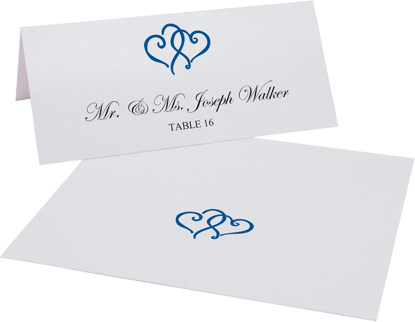 Linked Hearts Printable Place Cards, Royal Blue (Choose Color), Set of 150 (25 Sheets), Laser & Inkjet Printers - Wedding, Party, Dinner, and Special Events - Made in the USA