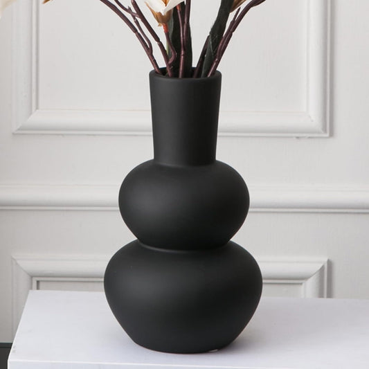 Black Ceramic Vase, Modern Vases for Pampas Grass, Matte Clay Vases for Wedding Boho Decor for Table, Living Room, Shelf, Bookshelf and Entryway Décor
