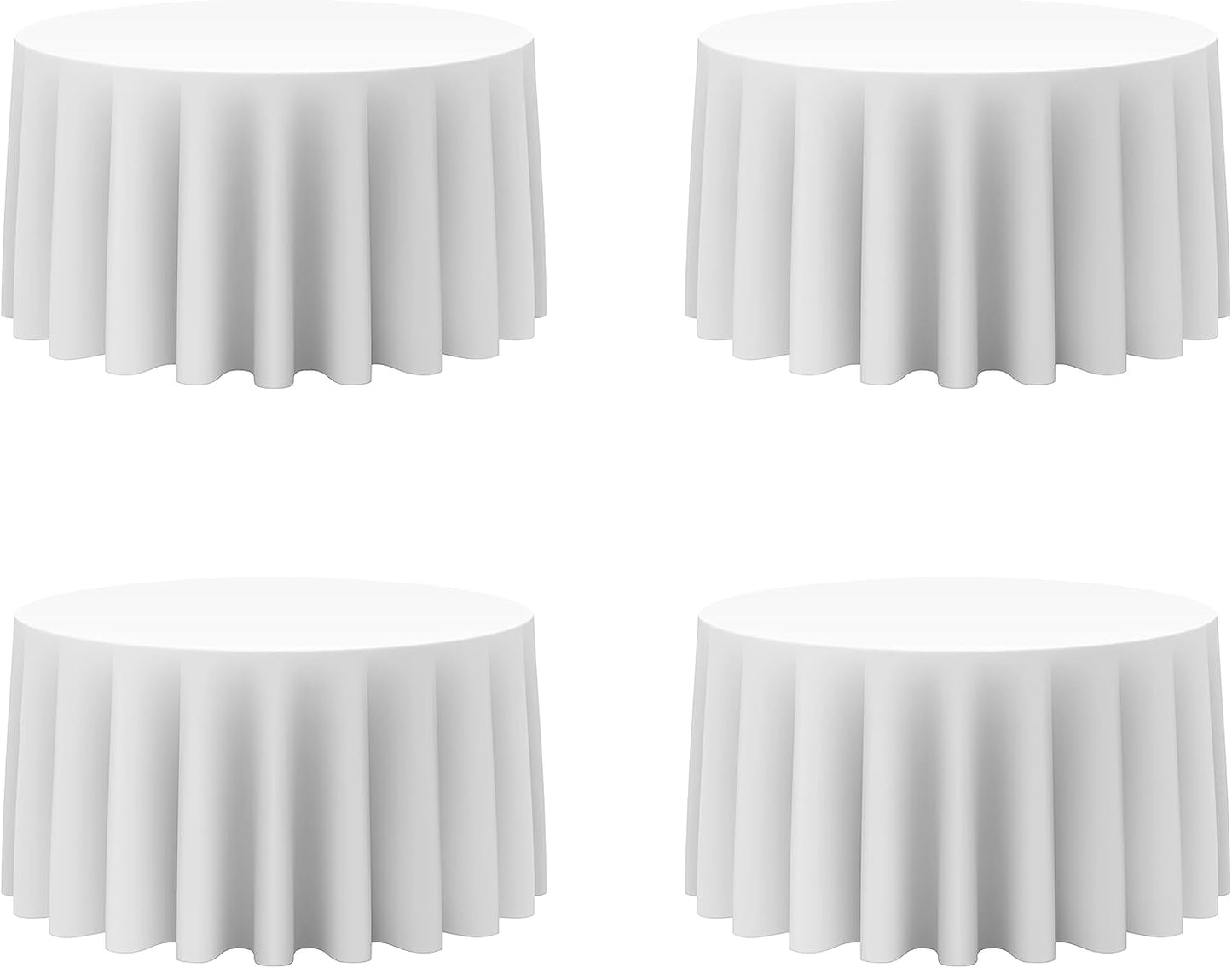 BRILLMAX 4 Pack White Round Tablecloths 120 Inch - Circle Bulk Linen Polyester Fabric Washable Table Cloth Cover for Wedding Reception Banquet Birthday Party Buffet Restaurant