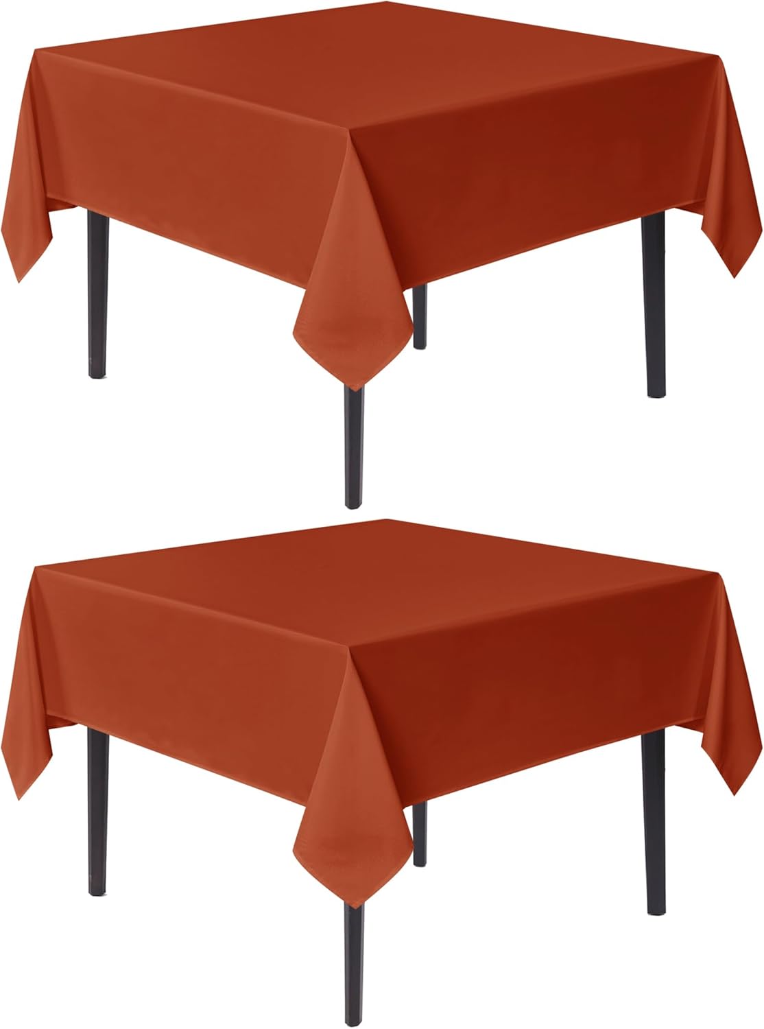 sancua Thanksgiving Square Tablecloths 54x54 Inch Rust, 2 Pack Fabric Fall Table Cloth for Square or Round Tables, Burnt Orange Washable Polyester Table Cover for Dinner, Holiday Party, Display Tables
