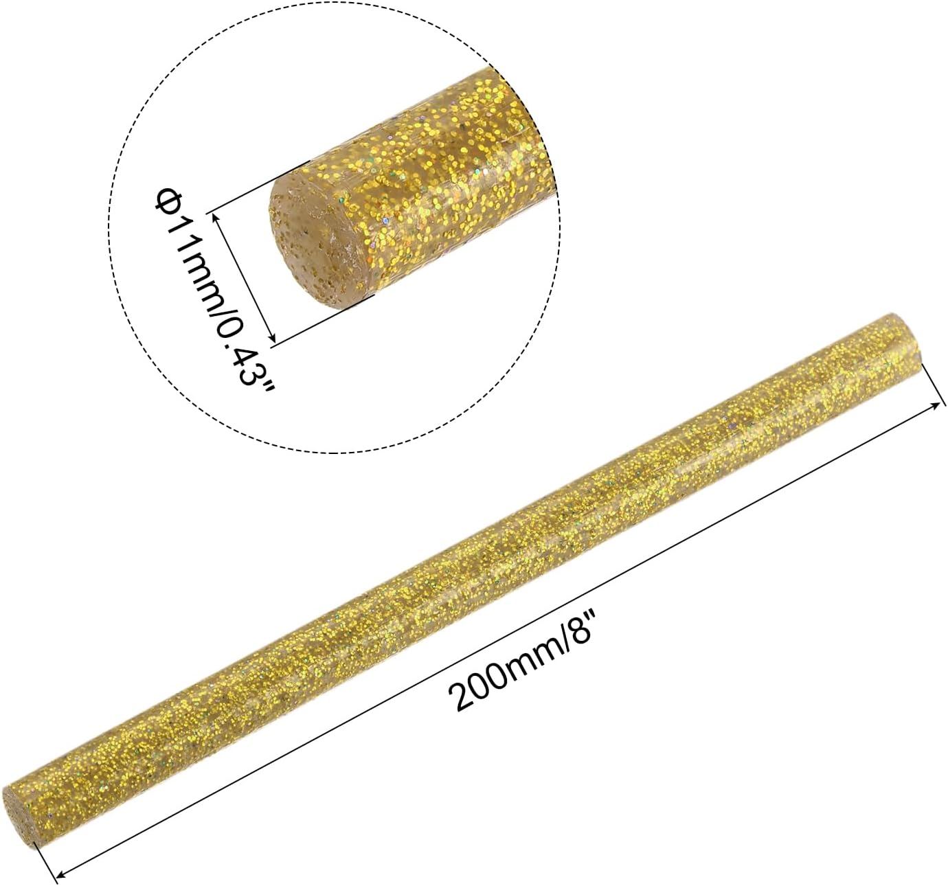 uxcell 20pcs Hot Glue Sticks for Glue Gun 11mm/0.43-inch x 8-inch Mini Hot Melt Adhesive Glue Stick Glitter Gold