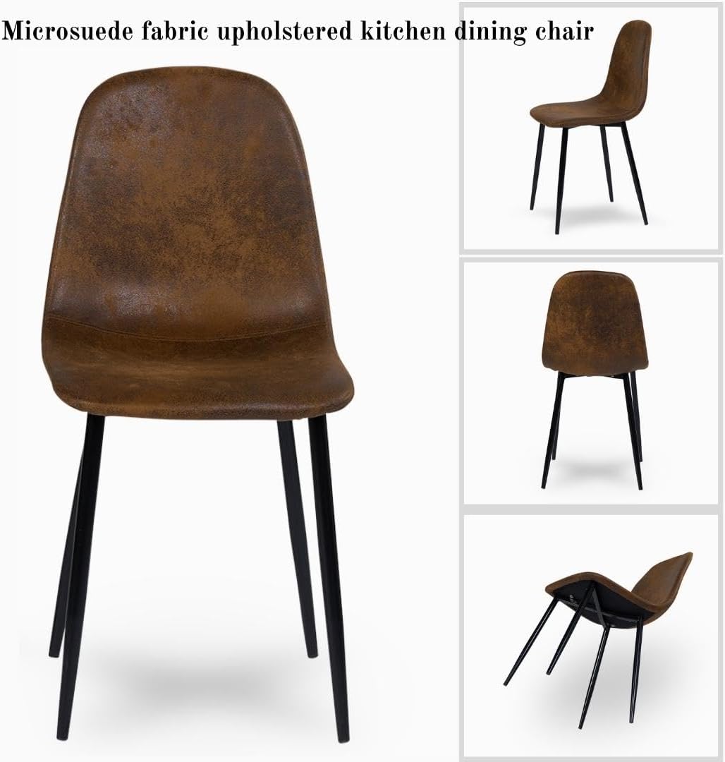 Homy Casa Dining Chairs Set of 12, Modern Mid-Century Style Dining Room Side Chairs Accent Chairs with Black Metal Legs Comfortable for Kitchen Lounge Farmhouse, Rustic Brown, 12PCS