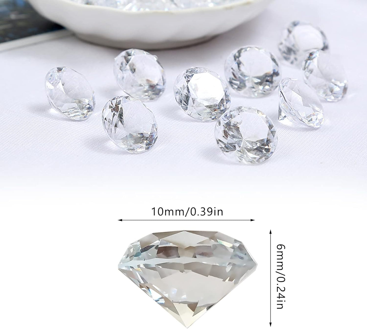 Fake Diamond, 1700PCS 10mm Clear Acrylic Diamonds Crystals Gems for Vase Fillers,Table Scatter, Party Favor, Wedding Decoration, Photography Props, DIY Crafts-10mm