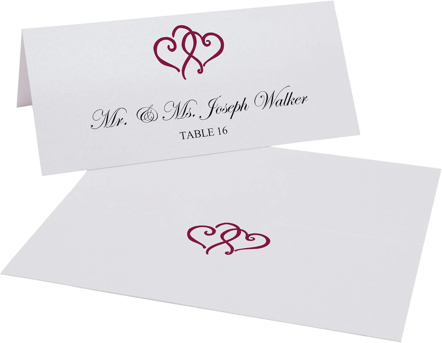 Linked Hearts Place Cards, Burgundy (Choose Color), Set of 150, Pre-cut and Scored - Wedding, Party, Dinner, and Special Events - Made in the USA