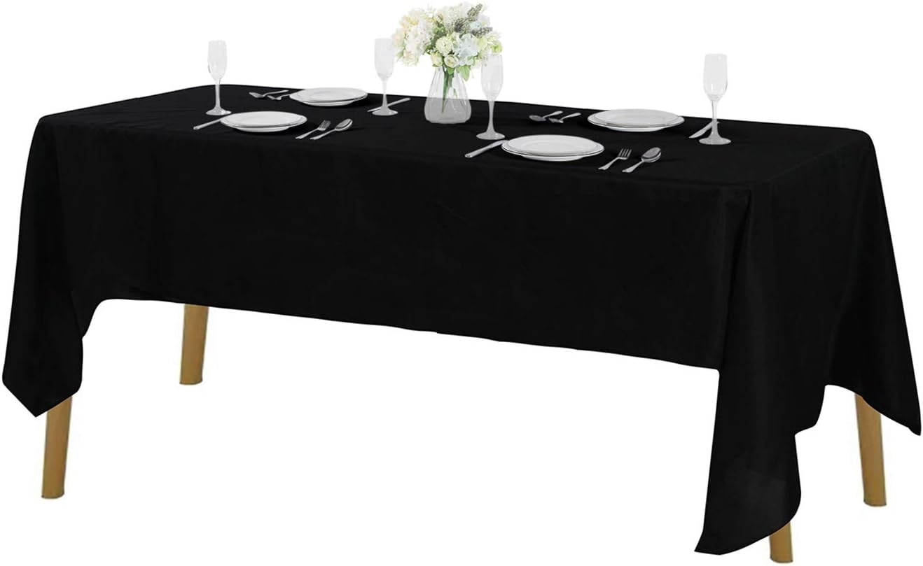 Rectangle Tablecloth 60x120 inch Washable Polyester Fabric Table Cloth for Wedding Party Dining Banquet Decoration（12 Pack 60x120, Black）