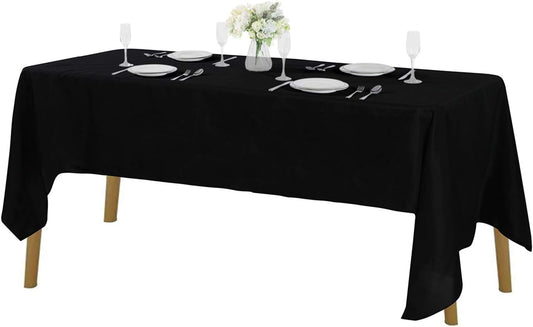 Rectangle Tablecloth 60x102 inch Washable Polyester Fabric Table Cloth for Wedding Party Dining Banquet Decoration（6 Pack 60x102, Black）