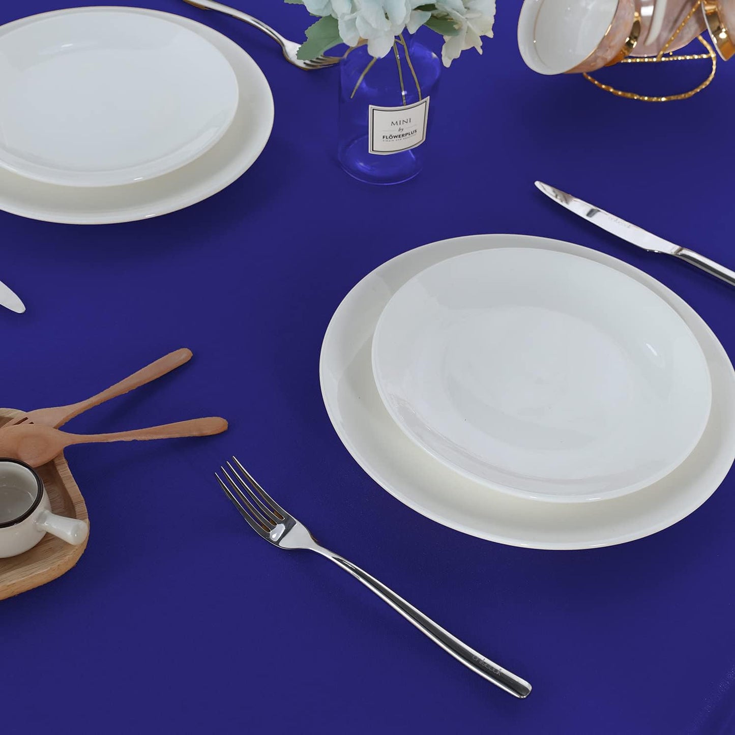 Fitable Rectangle Tablecloth Stain and Wrinkle Resistant Washable Polyester Table Cloth for Buffet Parties and Camping (60x84 inch, Sapphire)