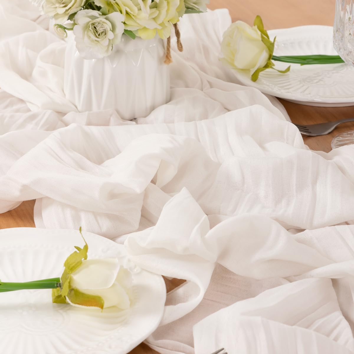 Ivory Table Runner Cheesecloth Table Runner 4 Pack 10FT Farmhouse Table Runners 120 Inches Fall Table Decor Dining Room Centerpiece Wedding Boho Baby Shower Birthday