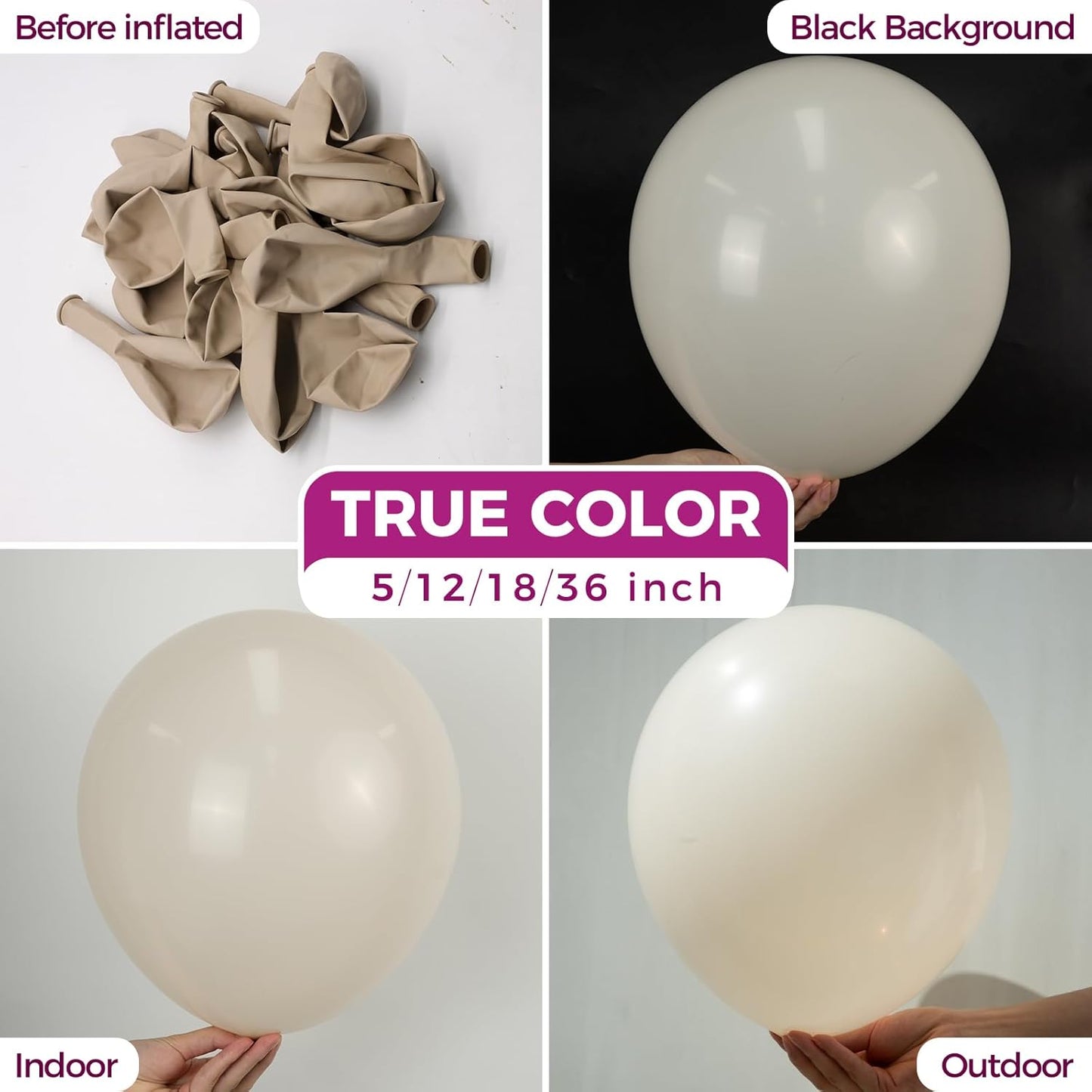 Bezente White Sand Giant Balloons 36 Inch - 8 Pack Jumbo Sand White Large Round Cream Latex Balloon for Birthday Wedding Bridal Shower Gender Reveal Party Decoration