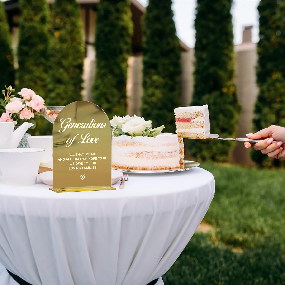 Acrylic Wedding Sign, Bridal Shower Decorations, Generations of Love Sign for Ceremony, Modern Font Table Signs, Gold Mirror Arched Acrylic Tabletop Signs for Wedding Reception and Event Party