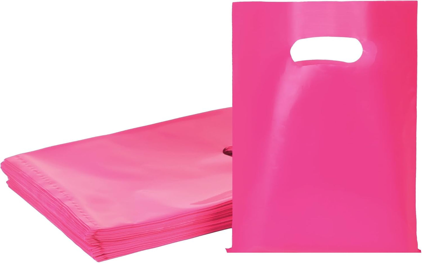 Rose 100 PCS Small Gift Bags, 6"x8" Goodie Party Favor Bags with Handle, Treat Retail Pouches for Kids Birthday, Christmas, Small Business