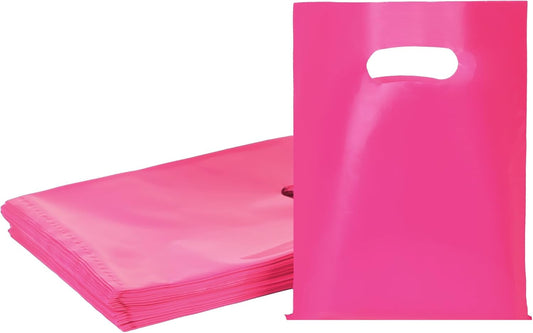 Rose 100 PCS Small Gift Bags, 6"x8" Goodie Party Favor Bags with Handle, Treat Retail Pouches for Kids Birthday, Christmas, Small Business
