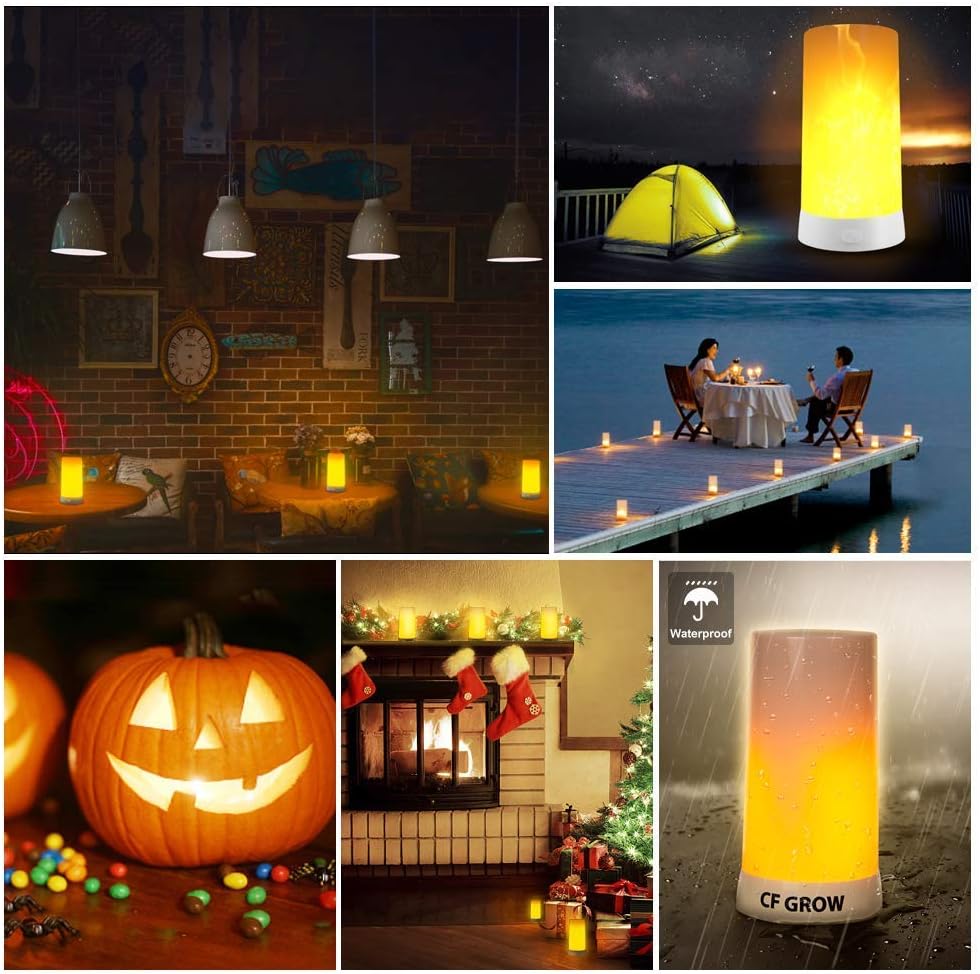 LED Flame Light, Flame lamp Candles Fire Lanterns Outdoor Hanging Lamps,USB Rechargeable Waterproof Dimmable 4 Modes Lantern,Outdoor Flickering Light Bulb with Gravity Sensing Effect&Magnetic Base