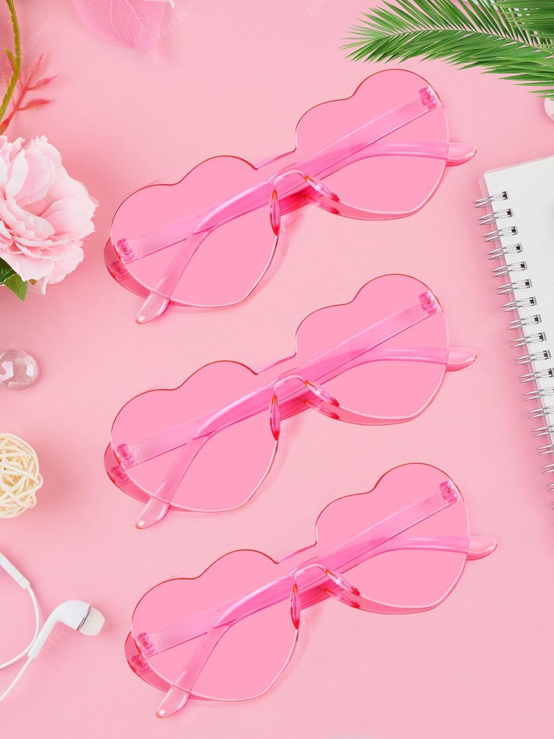 12 Pairs Heart Shaped Sunglasses for Women Colorful Glasses Fun Trendy Transparent Heart Sunglasses Party Favor (1 Pair-Pink)
