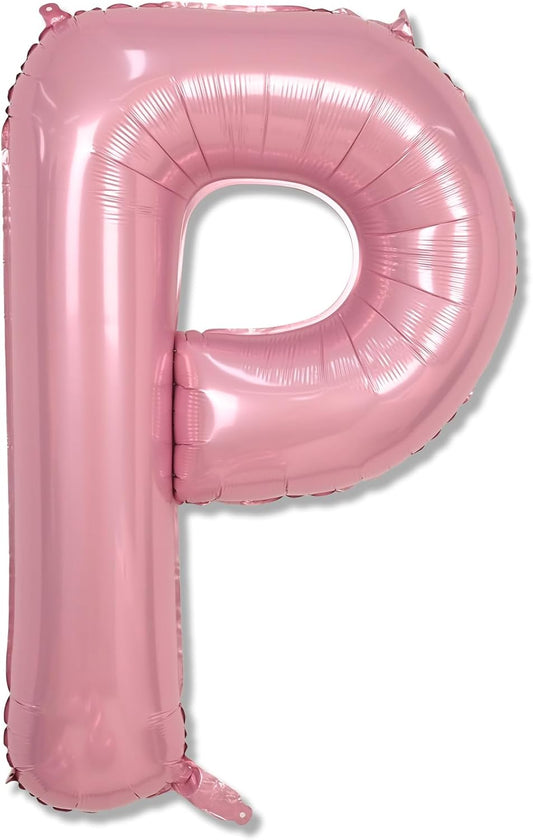 Giant Letter P Foil Name Balloon, Pastel Pink Inflatable Word Balloons P Alphabet Birthday Decor, 40 Inch Baby Pink A-Z Custom Letter Balloon for Girls Baby Shower Party Decoration Supplies