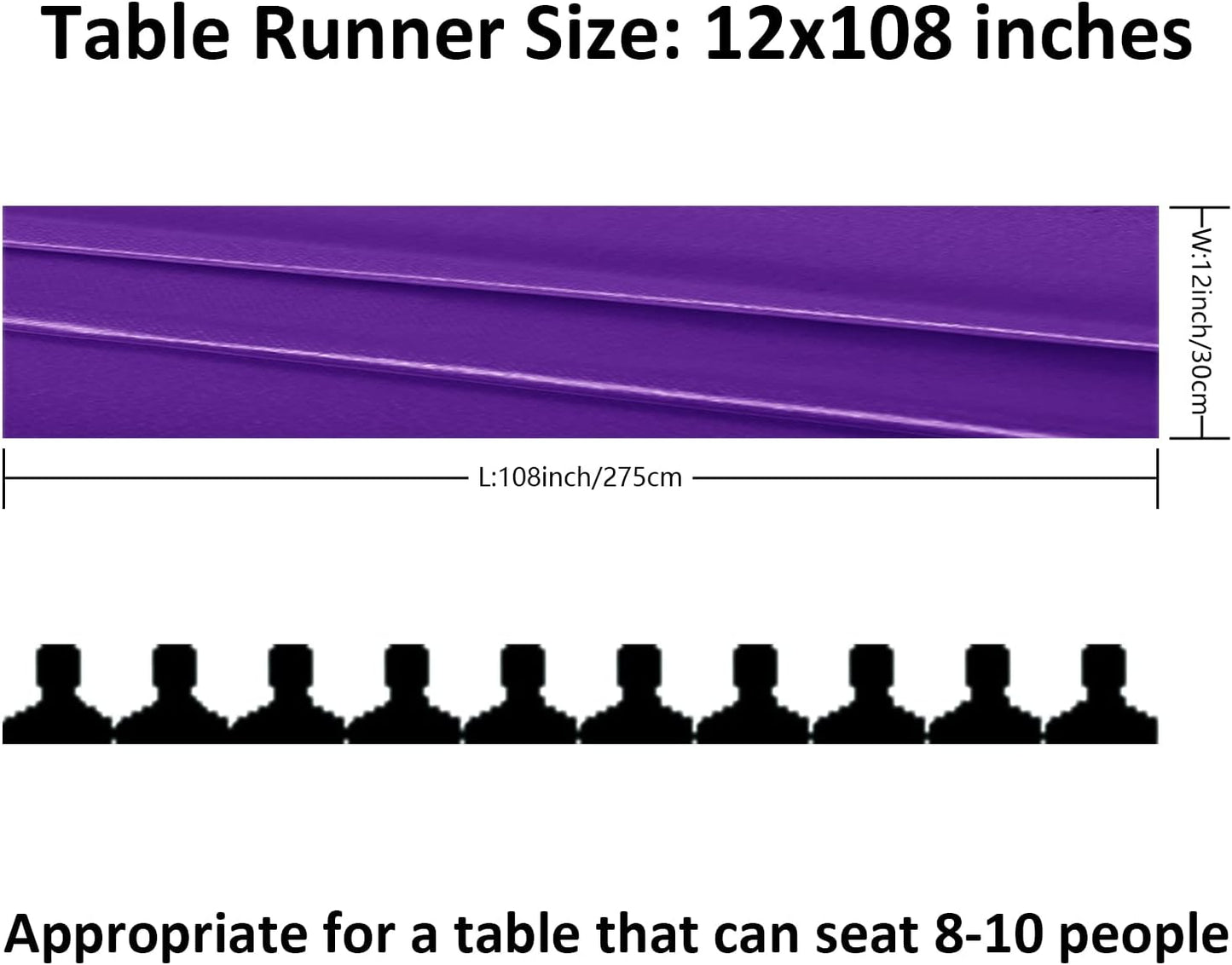 24Pack Table Runner 12 x 108 Inches Satin Silk Table Runner for Wedding, Birthday Party, Banquets, Graduations Decoration, fit Rectange and Round Table-Purple